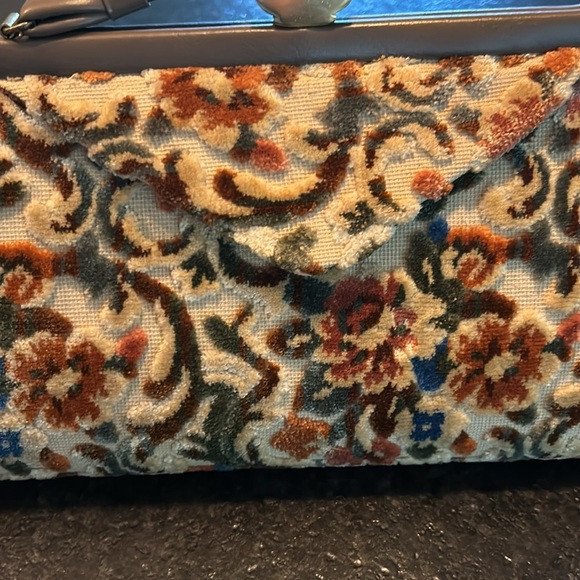 Graceline vintage chenille bag fall colors leather handle fully lined kiss lock - Picture 17 of 17